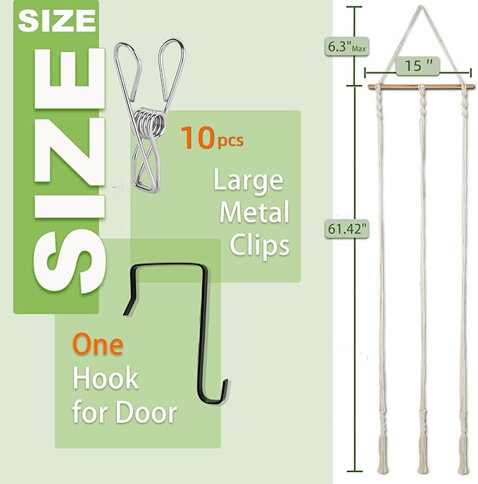 Macrame Hat Hangers for Wall Wide Brimmed Hat Holder Storage 10 Clips Hat Rack Organizer for Wall Display Boho Decor for Fedora Sun Hats Straw Panama Closet Bedroom Gifts for Mom