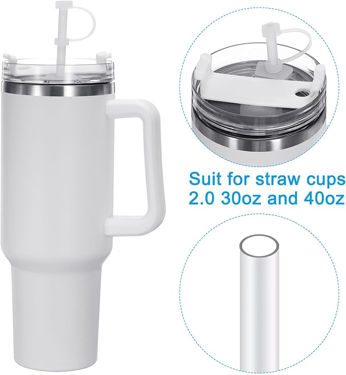 PATIKIL Silicone Spill Stopper for Straw Cup 2.0 40oz/ 30oz, Set of 6 Tumbler Accessories Including 2 Straw Cover Cap, 2 Square Spill Stopper and 2 Round Leak Stopper, Clear/Pink