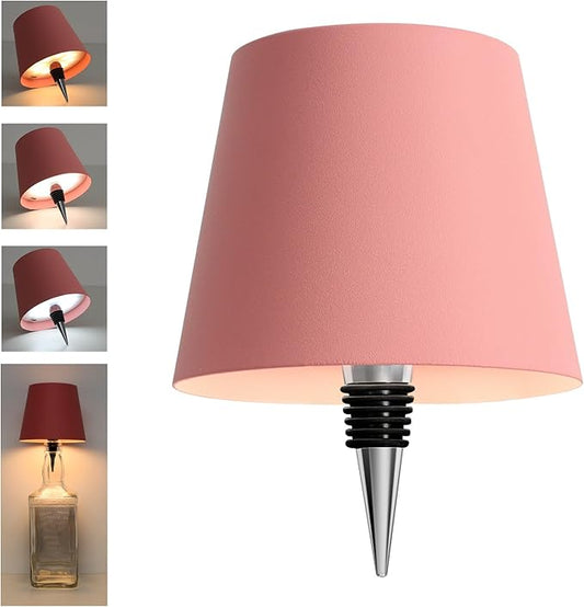 Wine Bottle Lamp, 2025 New 3 Color Rechargeable Wireless Bottle Lamp for Liquor Bottles with Touch Dimming for Parties, Restaurants & Home Decor (Pink)