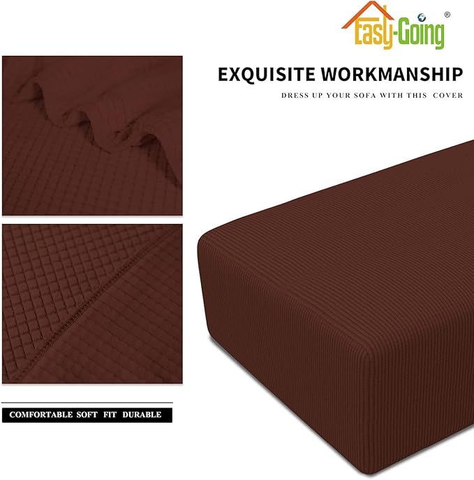 Easy-Going Stretch Ottoman Cover Folding Storage Stool Furniture Protector Soft Rectangle Slipcover with Elastic Bottom (Ottoman XX-Large, Coffee)