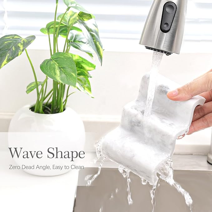 Luxspire Marble Shower Soap Dish - Self-draining Soap Tray, Sponge Holder - White
