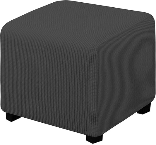 Easy-Going Stretch Ottoman Cover Folding Storage Stool Furniture Protector Soft slipcover with Elastic Bottom(X-Small,Dark Grey)