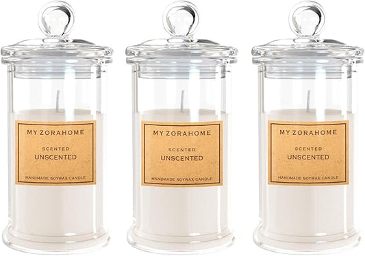 Aromatherapy Candles, Scented Candles for Home As a Holiday Candle Gift for Your Lover, Family, Elder, Friends and Colleagues (Set of 3 - Unscented)