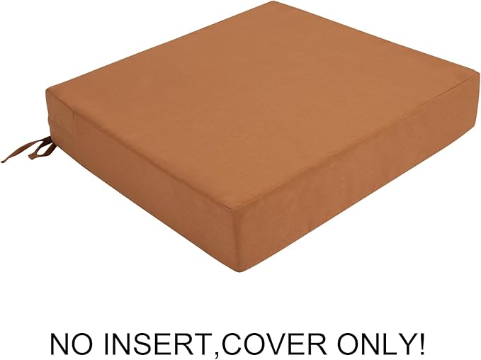 FUNHOME Outdoor Cushion Covers 24 x 24 x 4 inch,Set of 2,Replacement Square Seat Cushion Cover for Patio Furniture Chair,Water Resistant,Fade-Resistant Slipcover Only,No Insert(Caramel Orange)