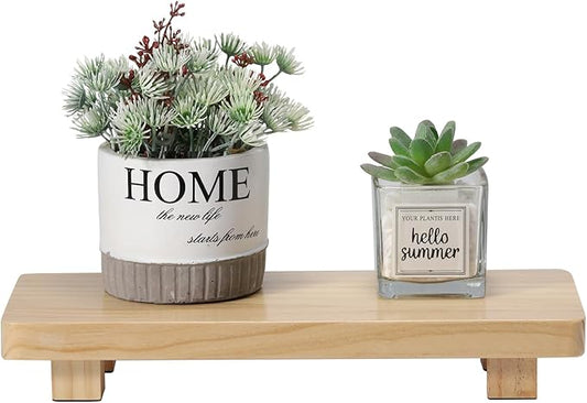 Wooden Display Riser, Natural Pine Wood, Rectangular Pedestal Stand, 11.8x4.7x2 Inch, Painted Finish