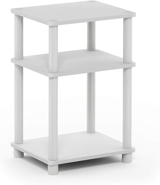 Furinno Just 3-Tier Turn-N-Tube End Table / Side Table / Night Stand / Bedside Table with Plastic Poles, 1-Pack, White(Espresso)/White