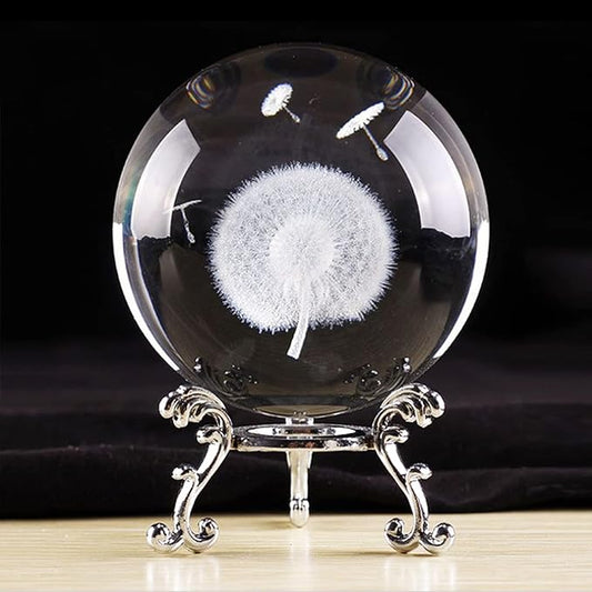 Crystal Ball Glass Globe Decor - Crystal Sphere with Stand & Gift Box, Clear Decorative Crystal Globe, 3D Crystal Ball for Home Decor Photography, Gazing Divination Fengshui Meditation, 2.3 inch/60mm