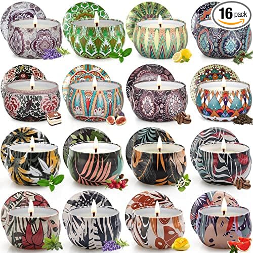 16 Pack Scented Candles for Home - Long Burning Natural Soy Candles for Stress Relief, Gifts for Women - Mother's Day, Christmas Day, Yoga, Bath, Table Lighting