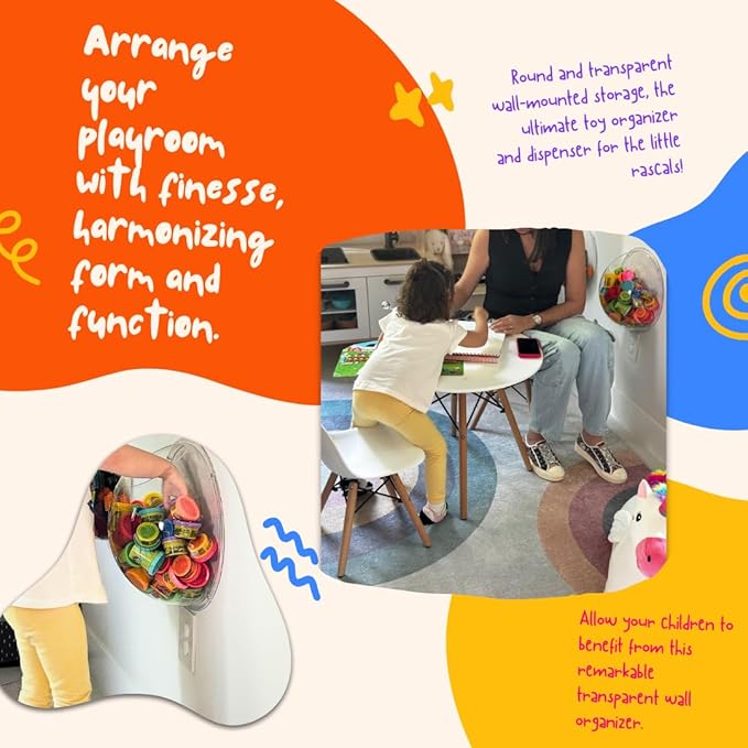 JAYKAY Acrylic Toy Dispenser & Kitchen Wall Organizer, Clear Toy Storage - Wall Mounted Round Acrylic Organizer for Coffee Pods, Packet Holder, Office Supplies Organizer (1 Style A | 1 Style B)