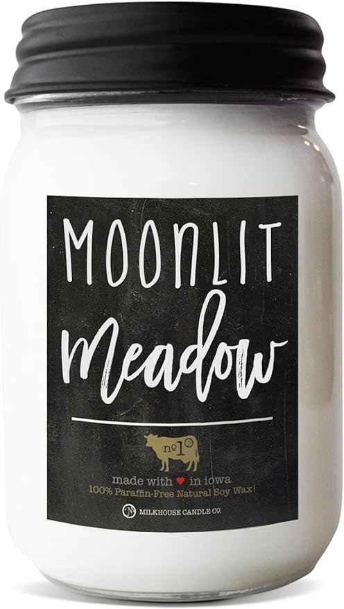 Milkhouse Candle Company, Moonlit Meadow, Farmhouse Collection, Scented Soy Candle, Mason Jar Candle, 13 Ounce