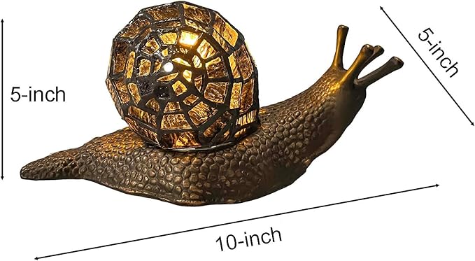 Bieye L10980 Land Snail Tiffany Style Stained Glass Accent Table Lamp for Home Decor (Amber, 10" D x 5" W x 5" H)