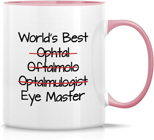Retreez Funny Mug - World's Best Ophthalmologist Eye Doctor Master Ophthalmology 11 Oz Ceramic Coffee Mugs - Sarcasm Motivational Inspirational birthday gifts - White Mug with Pink Handle and Inner