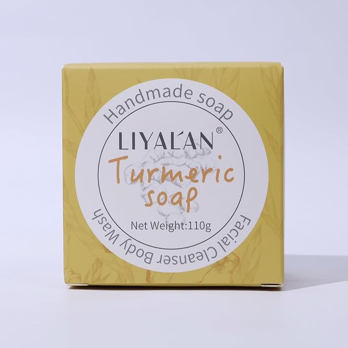 LIYALAN Turmeric Soap Bar for Face Body Smooth Skin,Deep Cleansing, Natural Vegan Handmade Soap Sensitive Skin Formula
