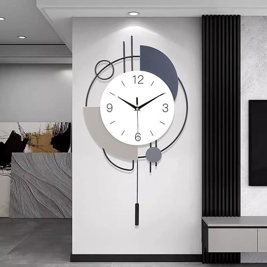 Decorative Wall Clock with Pendulum,Silent Non-Ticking Quartz Battery Operated,Large Wall Clock for Living Room,Kitchen,Home,Bathroom,Bedroom Wall Decor,20x33.5 inch