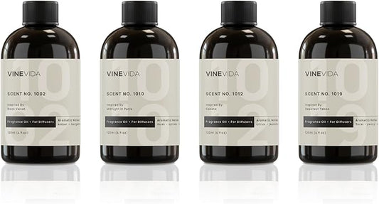 VINEVIDA (4-pk) Hotel Fragrance Collection. Cold Air Diffusers - Scents No.1002, No.1019, No.1012, No.1010