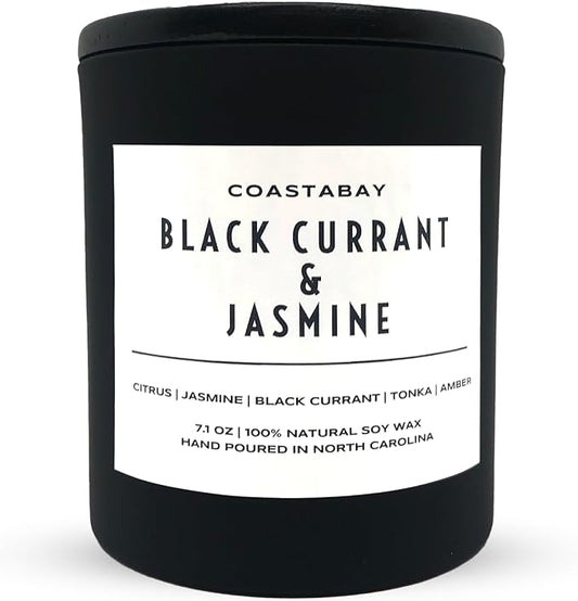 Black Currant & Jasmine Candle | Natural Soy Candles, Highly Scented, Long Lasting, Up to 45 Hour Non-Toxic Burn, Aromatherapy, Minimalistic & Modern Design, Hand Poured in The USA – 7.1oz