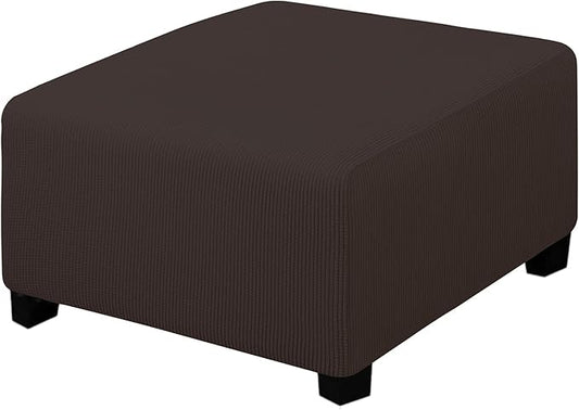 Easy-Going Stretch Ottoman Cover Folding Storage Stool Furniture Protector Soft slipcover with Elastic Bottom (Medium,Chocolate)