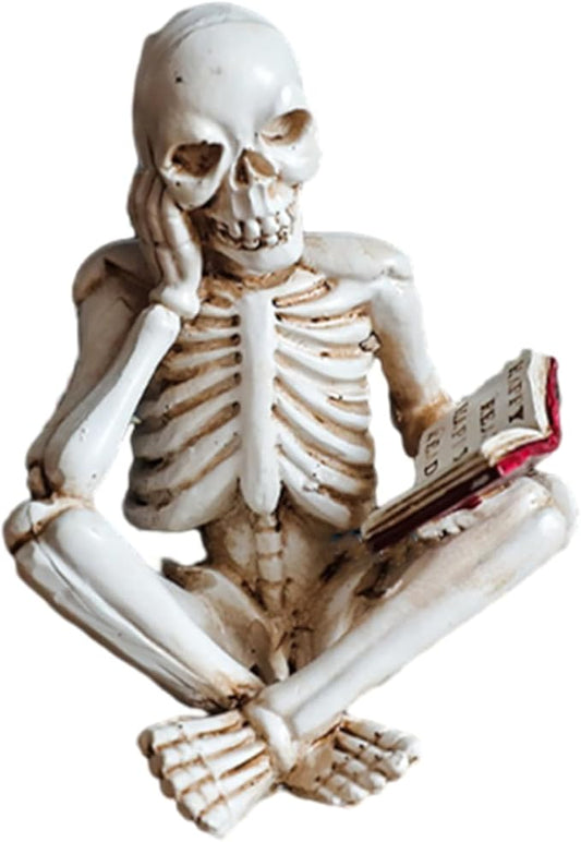 Skeletons Halloween Decorations, Reader Skull Figurines, Cool Home Decorative Halloween Gothic Statue Horror Sculpture Bookshelf Desk Table Indoor Decor
