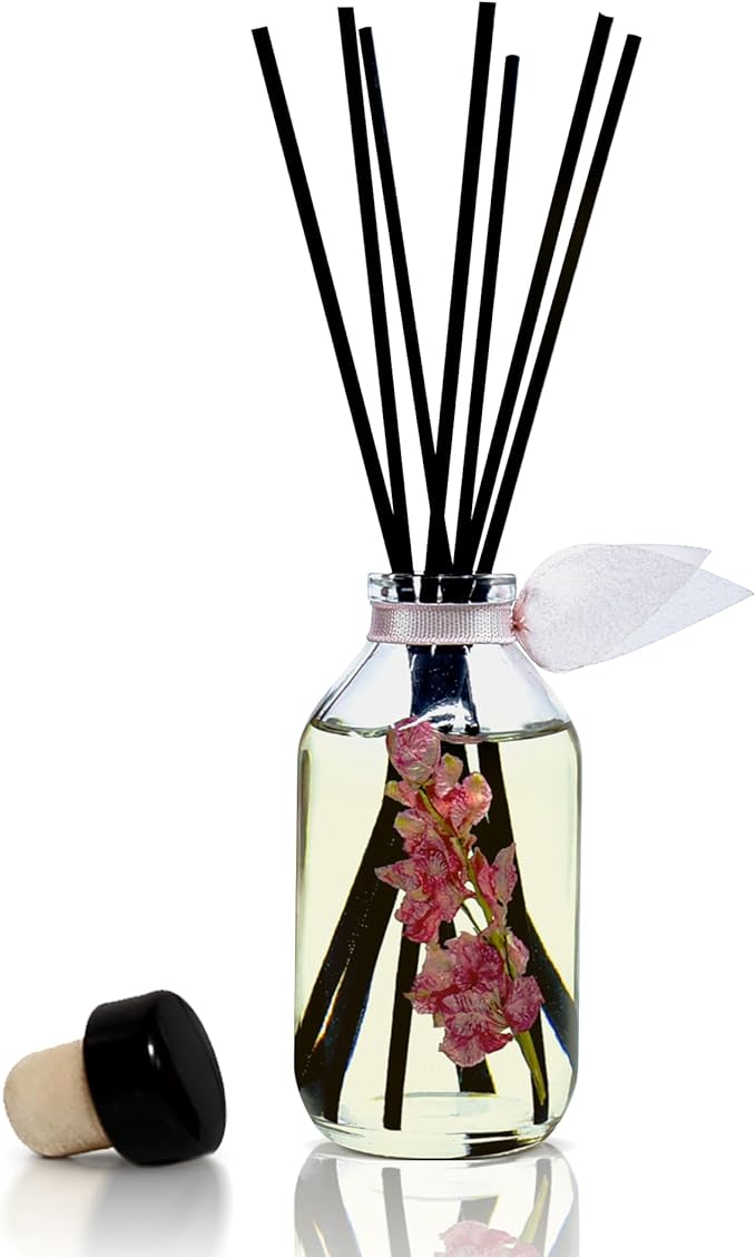 LOVSPA Pink Tuberose Reed Diffuser Set - Reed Diffusers for Home with Long Lasting Fragrance - Non-Toxic Oil Reed Diffuser - Made in The USA