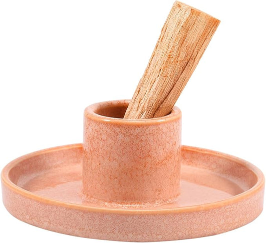 Palo Santo Holder, Ceramic Incense Burner for Palo Santo Stick, Scent Wood Stand and Ash Catcher (Red)