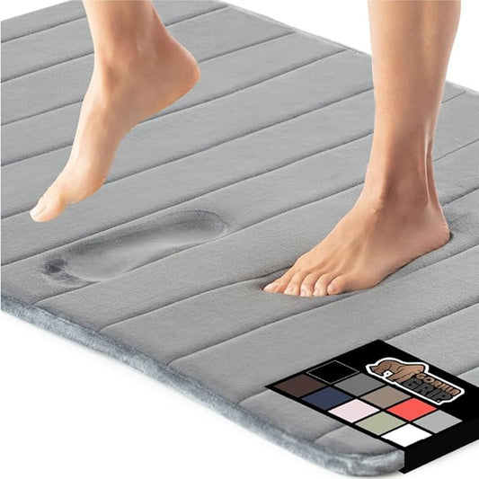 GORILLA GRIP Memory Foam Bath Mat, Soft Absorbent US Designed Bathroom Rug, Gripping Dots Machine Washable Bathmat, Cushioned Floor Mats, Shower Sink Rugs Room Décor Accessories, 30x20 Graphite Gray