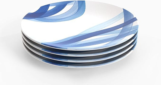 TervisHome Melamine Dinner Plates - Set of 4 | Yao Cheng Azure Collection | Durable Stoneware-like Quality, Dishwasher Safe, Perfect for Indoor and Outdoor Use