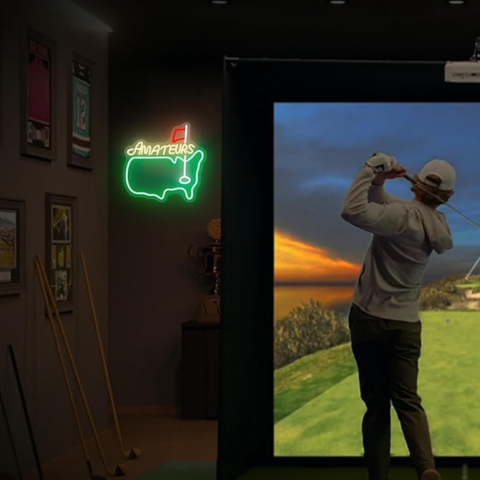 Amateurs Neon Sign, Golf Neon Signs for Wall Decor, Dimmable Led Signs for Bedroom, Light Up Signs for Golf Club Sports Bar Business Man Cave Party Decorations