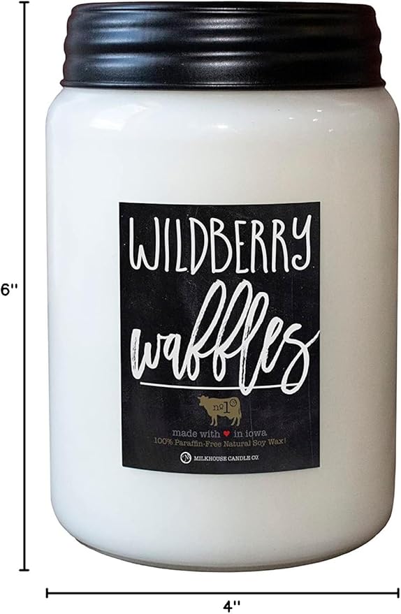 Milkhouse Candle Company - Wildberry Waffles - 26oz Beeswax and Soy Candles - Farmhouse Collection - 100% Natural, Paraffin Free, with Premium Fragrance Oil, Glass Jars with Lids
