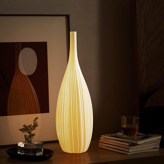 RONDURE 20.6" Modern Table Lamp, Modern Bedside Lamps for Bedroom, Living Room and Nightstand, White Translucent Ceramic Shade, Warm Ambient Lighting, Home Decor