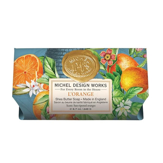 Michel Design Works Soap Bar, L'Orange Large, Beautiful Design, Triple-milled