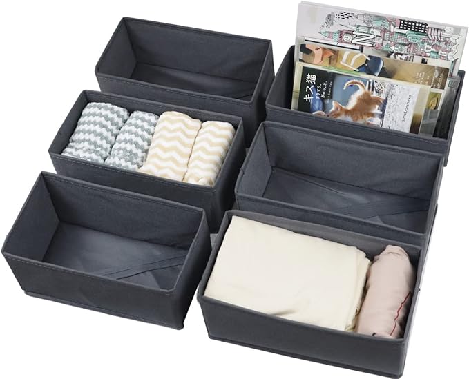 KIKILIE 6 Pack Foldable Clothing Organizers, Multi-purpose Drawer Dividers for Shirts, Bra, Socks and Panties (DD5250)