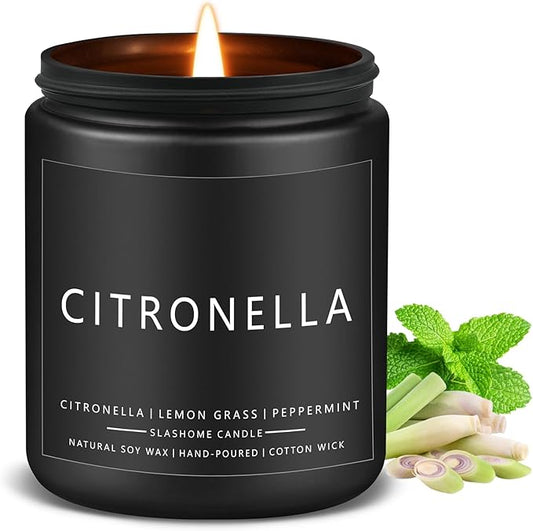 Citronella Scented Candles for Men, Outdoor Summer Gifts for Father Dad & Boyfriend, Soy Jar Candle for Home Scented (7oz)