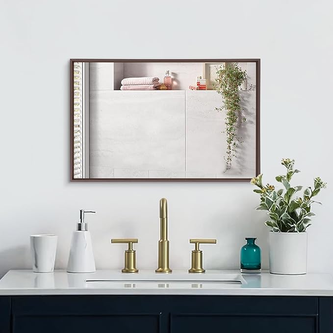 AAZZKANG Bathroom Mirror 26"x18" Rectangular Metal Framed Vanity Mirrors for Bedroom Bathroom Living Room Home Decor Large