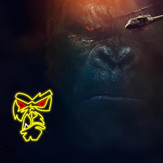 Gorilla LED Neon Sign，Jungle King & VR Game Room Decor for Kids Bedroom, Esports Room & Safari Party，USB Powered Shatterproof Design (16.5x12.6in)