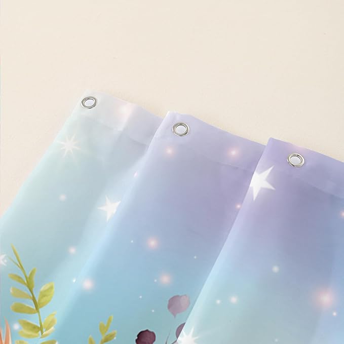 AILONEN Kawaii Cat Shower Curtains,Pink Sky Flora Cat Bath Curtains Gifts for Cat Lover,Cartoon Cat Curtains,Polyester Waterproof with 12 Plastic Hooks 72" W*84" H