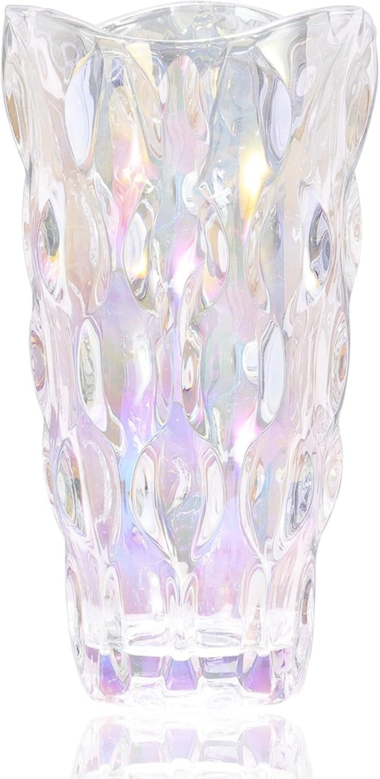 CEMABT 9.5inch 3.4 lb Glass Vases for Flowers Unbreakable Thickened Morden vase for Tables Centerpieces,Colorful,Vintage and Clear Rose Large Flower vases for Bouquet Unique Gifts（Colorful）