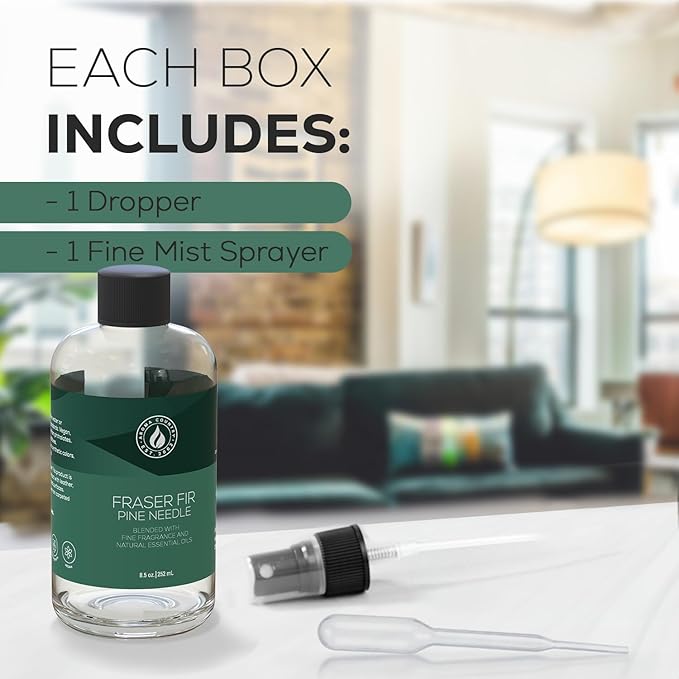 Aroma Country Fraser Fir Diffuser Oil - Luxury Essential Oils for Diffuser Refill & Air Freshener Room Spray - Long-Lasting & Natural Home Fragrance, Pine Needle Scented Oil for Diffusers (8.5 Fl. oz)