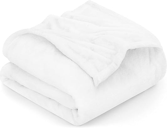 Utopia Bedding Fleece Blanket Twin XL Size White 300GSM Luxury Anti-Static Fuzzy Soft Microfiber Bed Blanket (90x76 Inch)