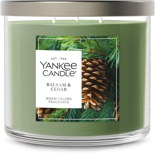 Yankee Candle 3 Wick Candle Jar, Scented Candle with up to 40 Hours of Burn Time, Soy Wax Blend for Consistent Long Lasting Scent from First to Last Burn, Balsam & Cedar