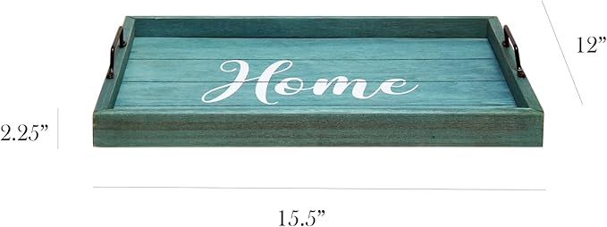 Elegant Designs, 15.50" x 12", Blue Wash Home Decorative Wood Serving Tray w/Handles (HG2000-BHW)