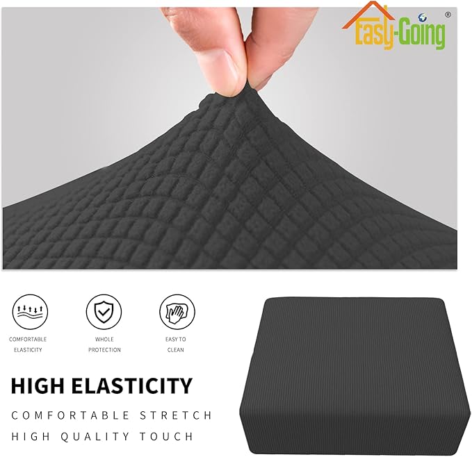 Easy-Going Stretch Square Ottoman Cover 40x40x15 inch Folding Storage Stool Furniture Protector Soft Rectangle slipcover with Elastic Bottom Dark Grey