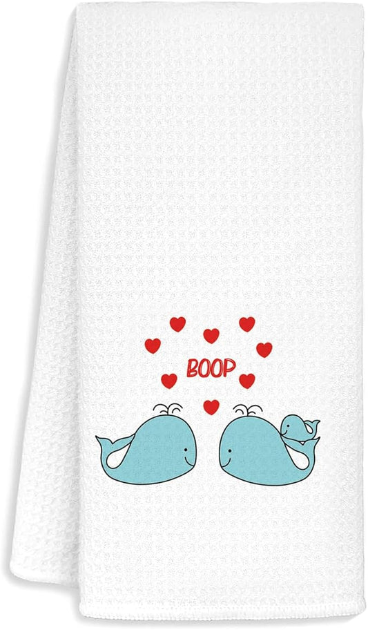Whale Dish Towels,Whale Kitchen Towels,Valentine's Day Towel,Whale Boop Kitchen Towels,Whale Gifts for Couples,Whale Hand Towels 16Ã24 Inch,Valentine's Day Gifts