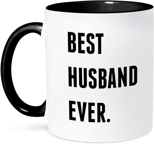 3dRose Coffee Mug, Size - 15oz - Best Husband Ever, Black Lettering On White Background Xander inspirational quotes - funny coffee cup gift