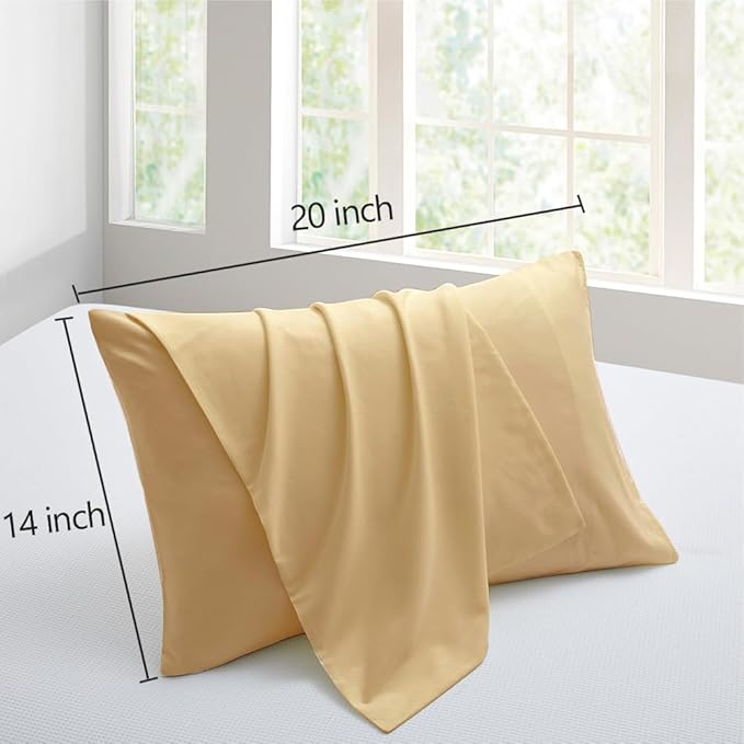 Toddler Pillow Cases Set of 2 Microfiber Pillow Cases Soft Comfortable Not Shrink Travel Pillow Cases 14x20 Earthy Yellow Pillow Covers Envelope Style