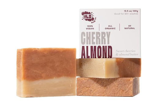 Cherry Almond - Made in USA - All Natural Bath Soaps for All Skin Types - Plant Based, Cold Process and Handmade - (3 Pack)