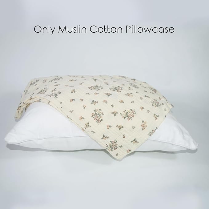 Organic Cotton Muslin Mini Pillowcases with Envelope Design,2 Pack Ultra Breathable Kids Toddler Pillowcases for Boys and Girls- 13 x 18 inches (Purple Flower)