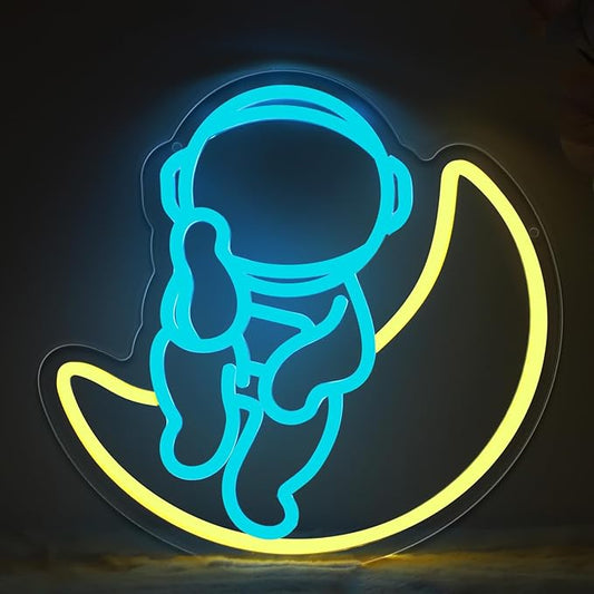 Astronauts Neon Signs for Wall Decor, USB Powered Dimmable Colorful Led Neon Signs for Bedroom, Boys Room, Teen Room, Wall Decor, Christmas Gifts, Birthday Gifts for Kids