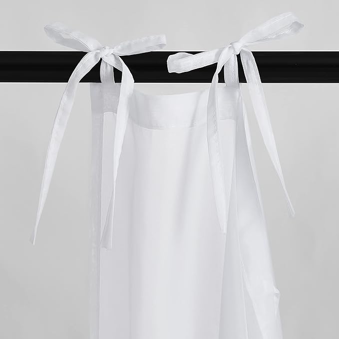 KGORGE Canopy Bed Sheer Curtains for Queen/King/Twin/Full Size, 8 Panels for Girls Boys Adults Bed, Home Bedroom Decor (White, 45 inch width X 96 inch length)