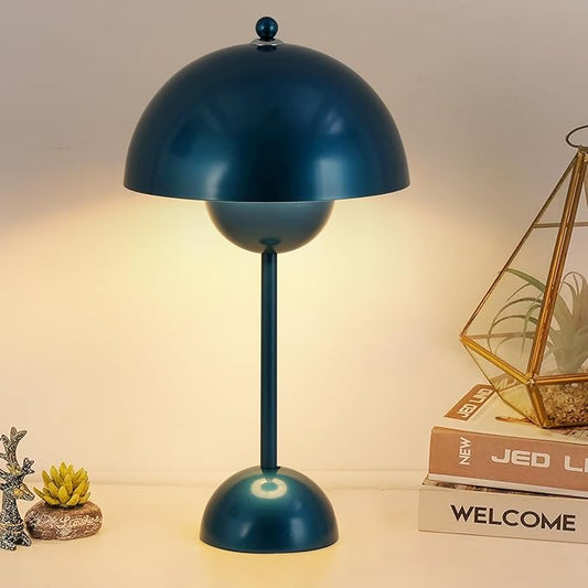 COSYLUX Modern Small Table Lamp for Bedroom, Cute Dome Shade Reflecting Light Reading Lamp for Living Room, Kid's Room, Study, Office, Beside Bedside Nightstand Desk Lamp(Pearl Blue)