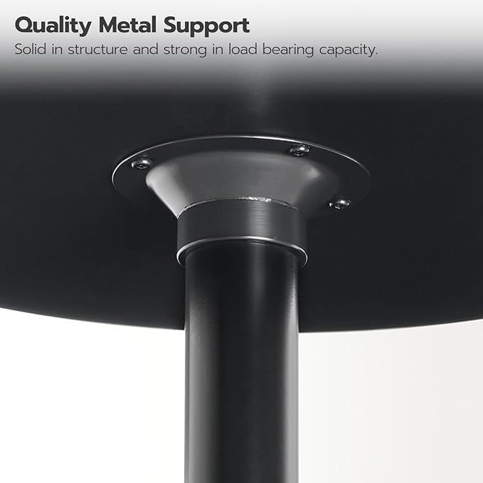 HOOBRO Round Bar Table, 35" Tall Pub Table, with Non-Slip Base for Narrow Space, Bar Height Table for Kitchen, Easy to Assemble, Black BB57BT01